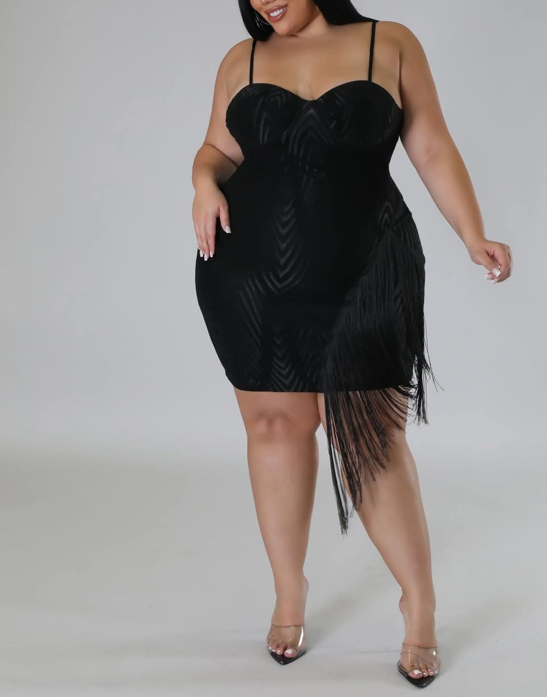 Vanity "black dress with fringes