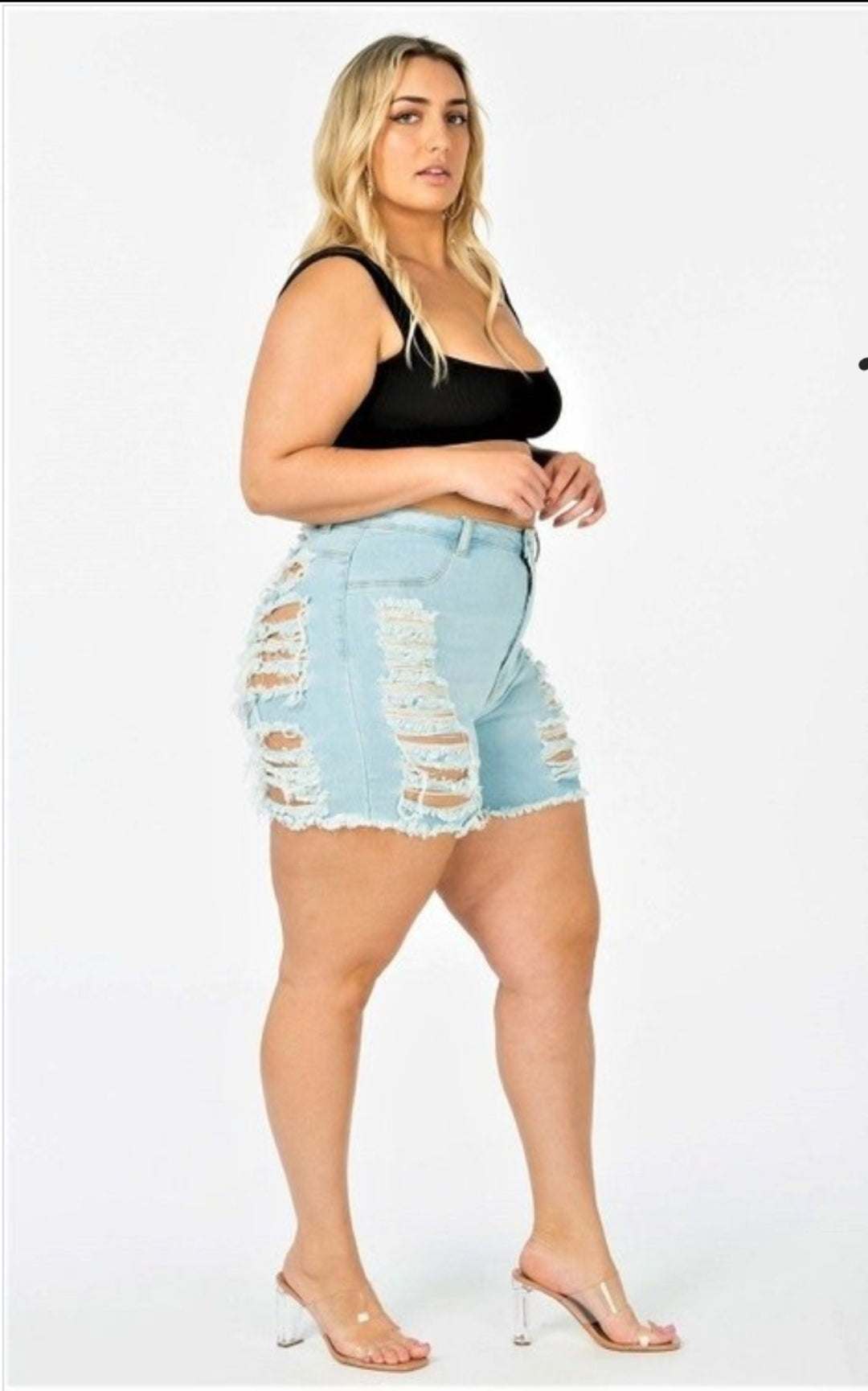 Judy" heavy distressed shorts