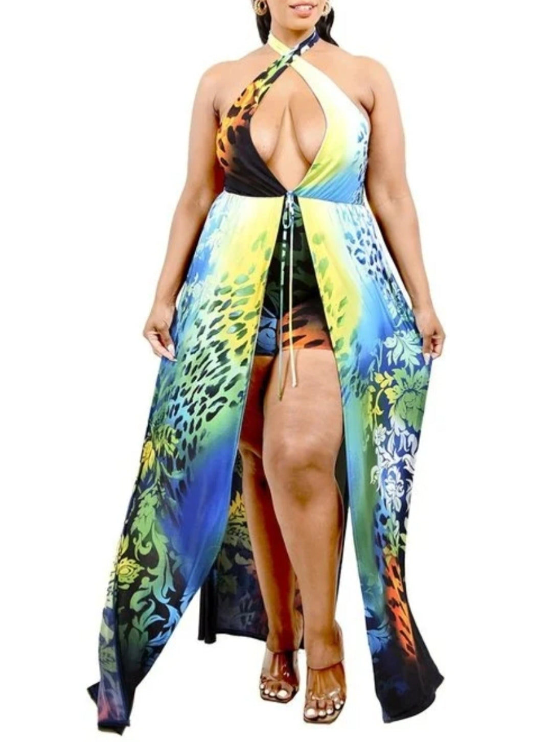 Sapphire " with shorts underneath * halter neck with buttons