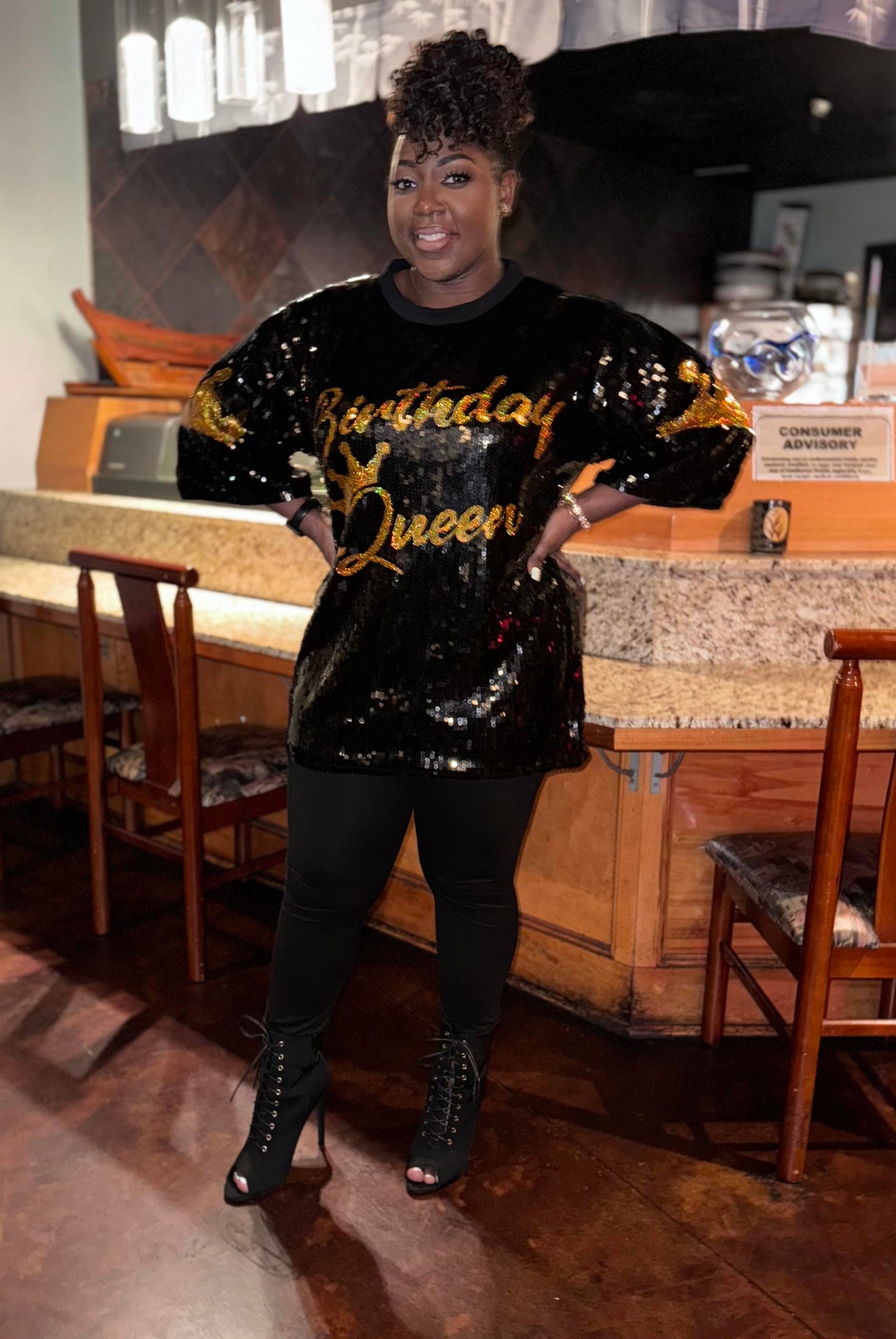 Birthday Queen " sequin top