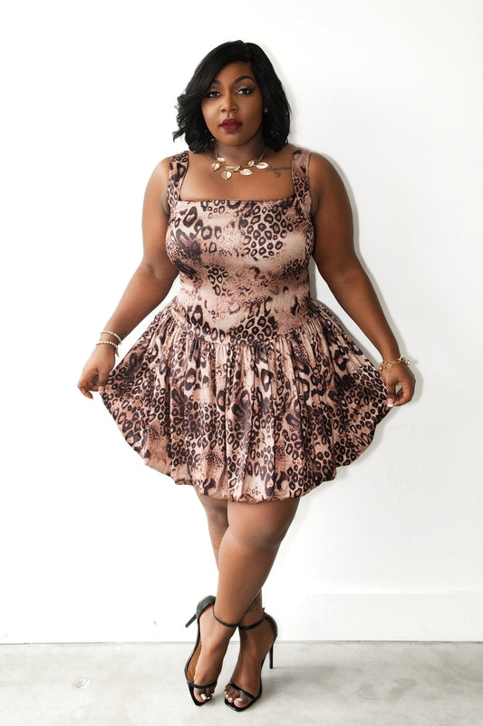Mahogany " Balloon style animal print dress