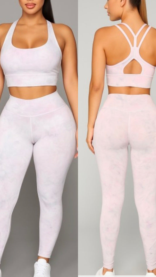 The Tia" two-piece tie-dye set (Soft Pink))