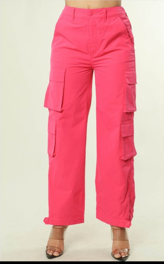 Precious " cargo jeans ( hot pink) Sm-lg