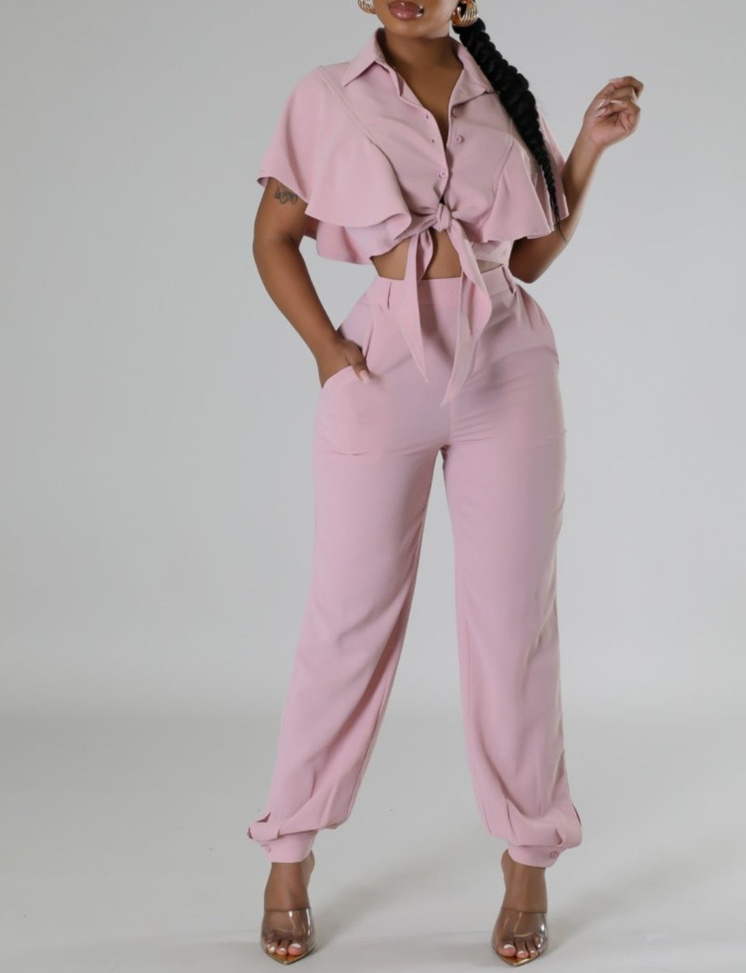 Jaz two-piece set (Pink) Sm-xlg