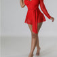 Flirty " red one sleeve lace romper