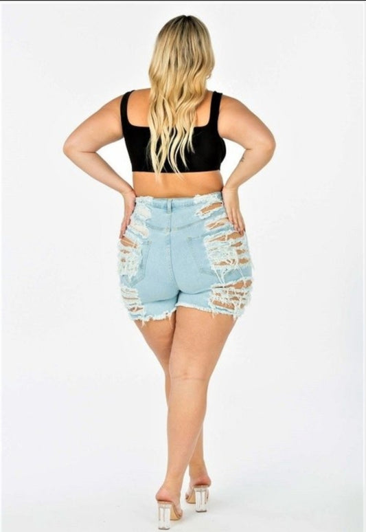 Judy" heavy distressed shorts